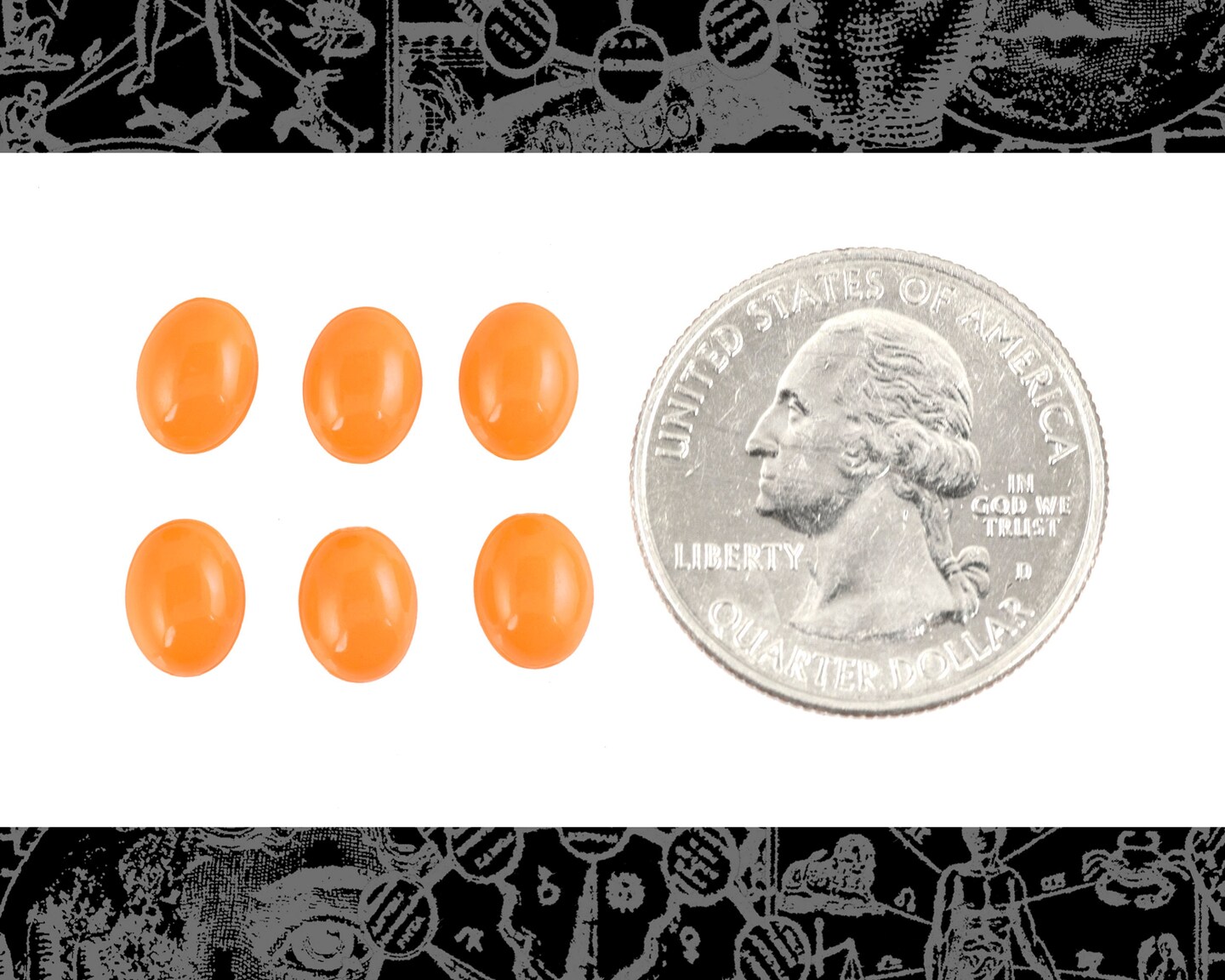 Faux Coral Resin 8mm x 6mm Cabochons - Set of Six - XXX - STC19