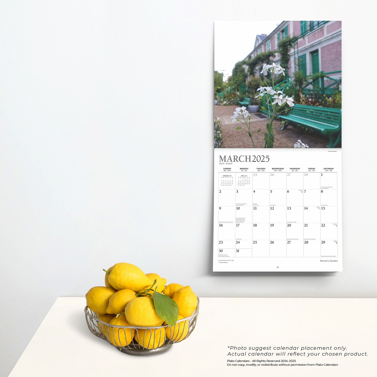 Monet&#x27;s Garden | 2025 12 x 24 Inch Monthly Square Wall Calendar | Foil Stamped Cover | Plato | Impressionism Artist Outdoor