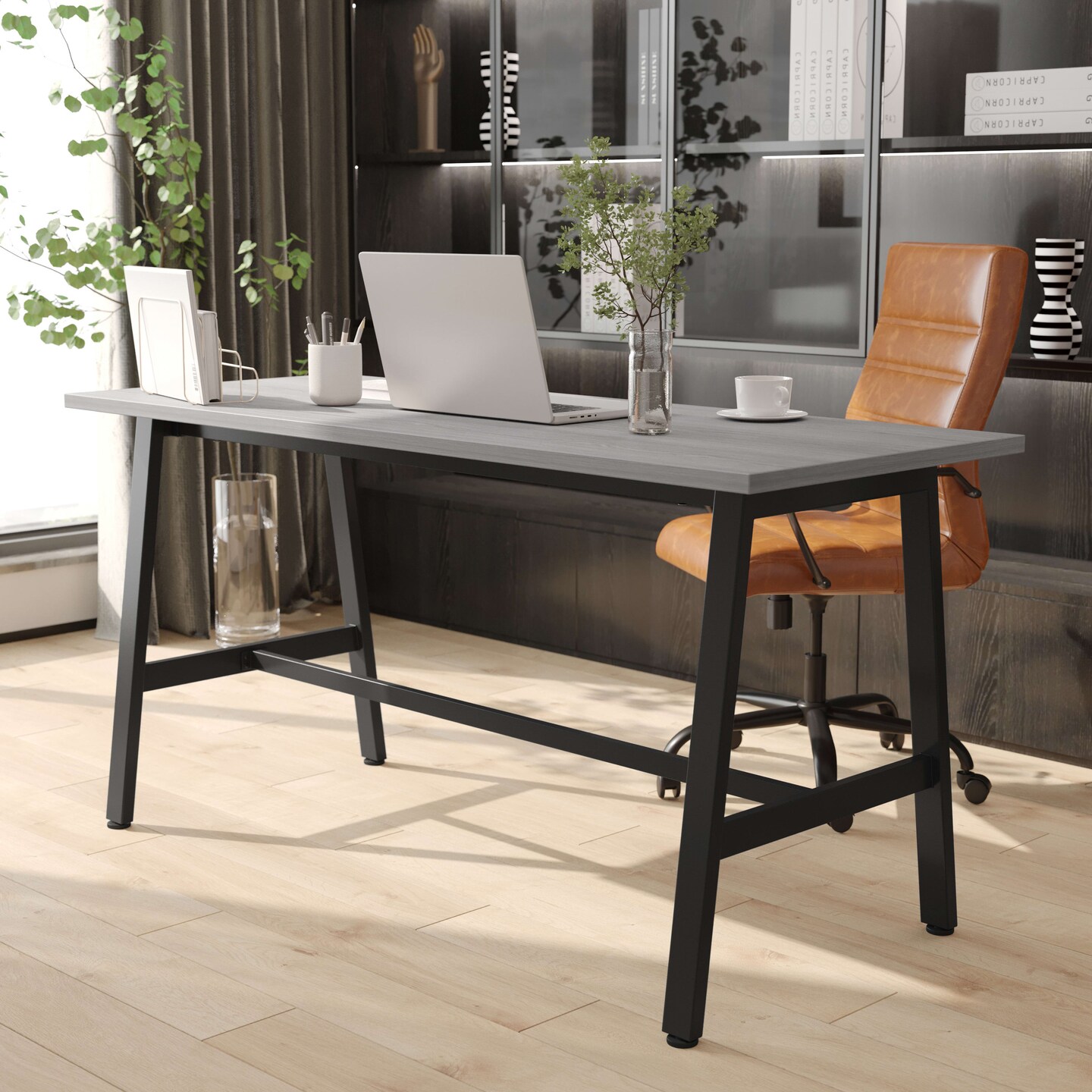 Emma and Oliver Remy 60x24 Dining or Gaming Table with Double Sided Laminate Table Top and Heavy Duty A-Frame Steel Base