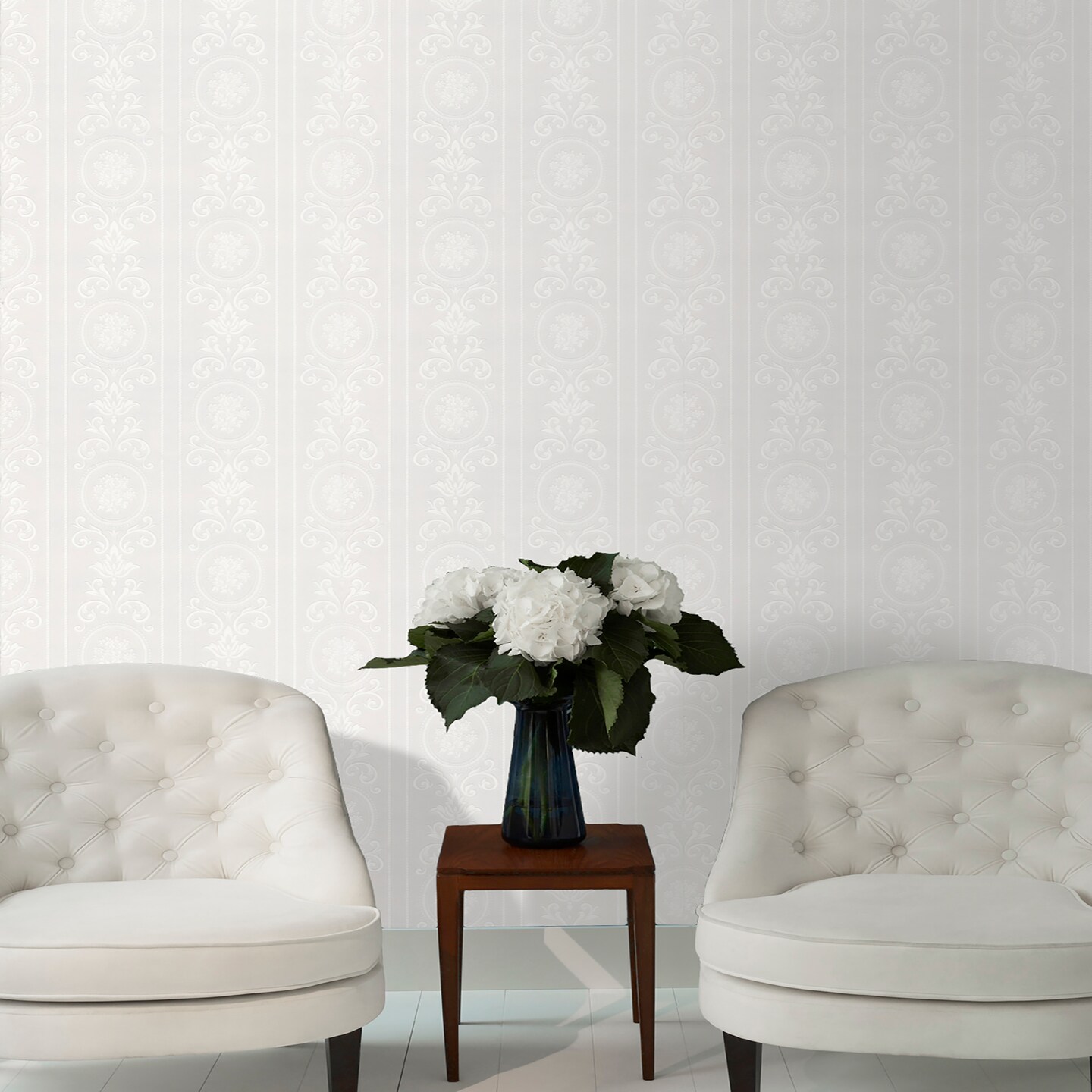 Cameo Stripe White Paintable Wallpaper