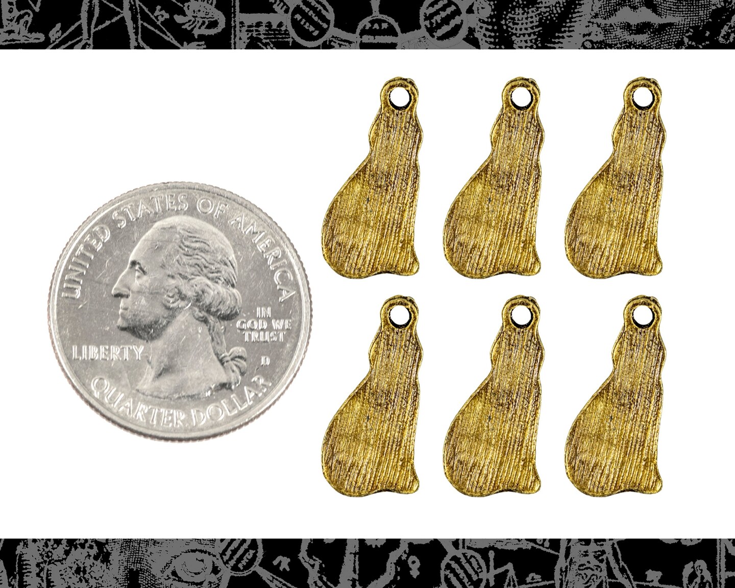 Bronze Finish Laurel Burch Style Sitting Cat Charms - Set of Six - ZB-C31
