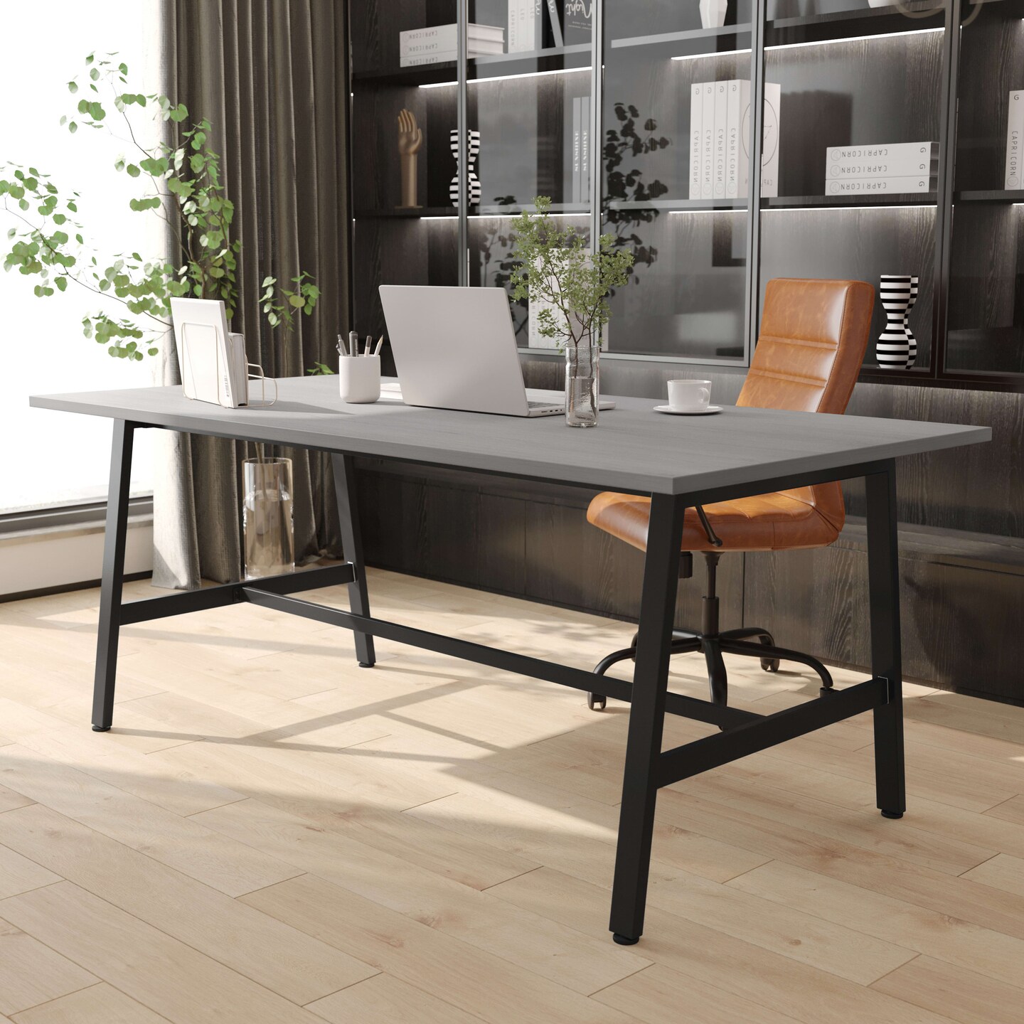 Emma and Oliver Remy 72x36 Dining or Gaming Table with Double Sided Laminate Table Top and Heavy Duty A-Frame Steel Base