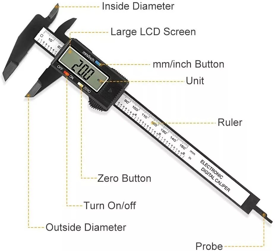 Digital Caliper Electronic Ruler Gauge Measuring Vernier DIY Handy Tool