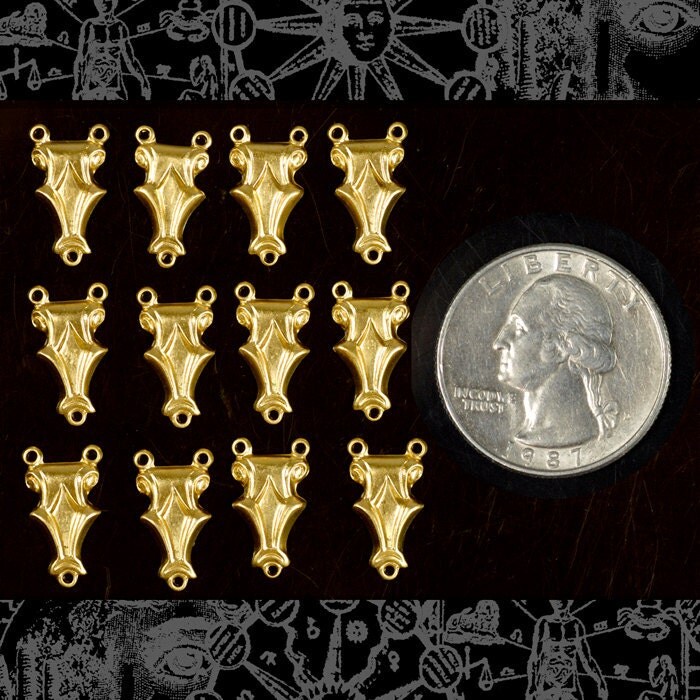 Raw Brass Corbel Triangular Three Ring Connectors - Set of 12 - B-3C13