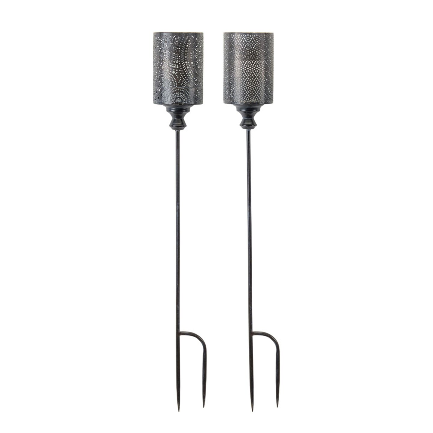 Melrose Garden Stake Outdoor Candle Holders - 40" - Black - Set of 4