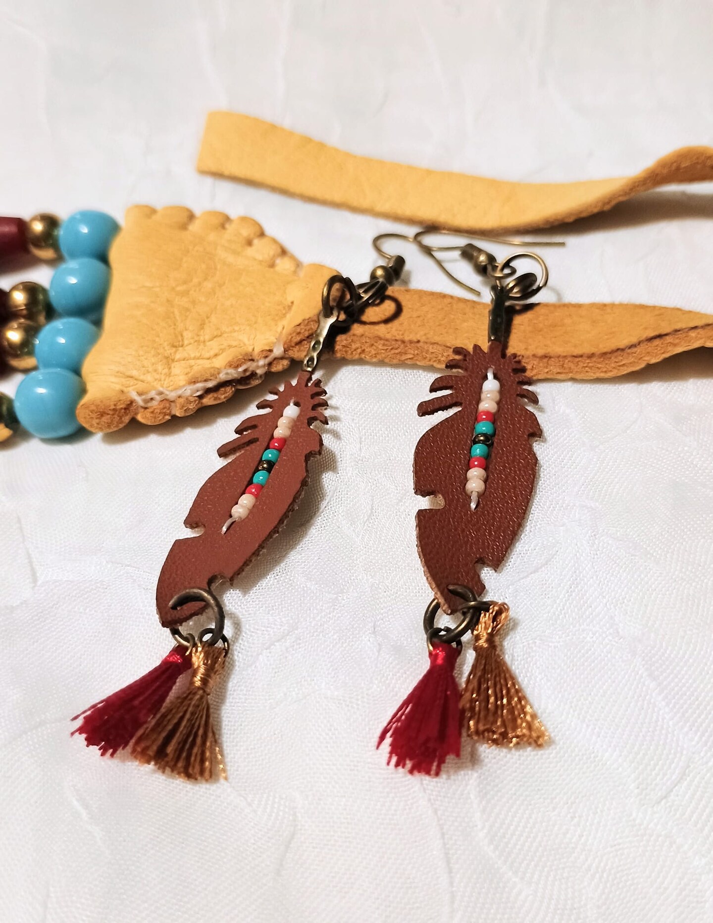 Brown Western Style Faux Leather Earrings MakerPlace by Michaels