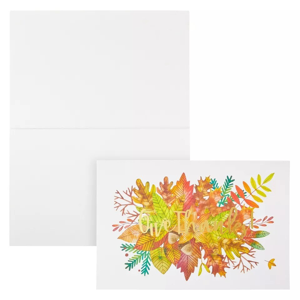 48 Pack Thanksgiving Greeting Cards and Kraft Envelopes, 6 Fall Designs, 4x6 In