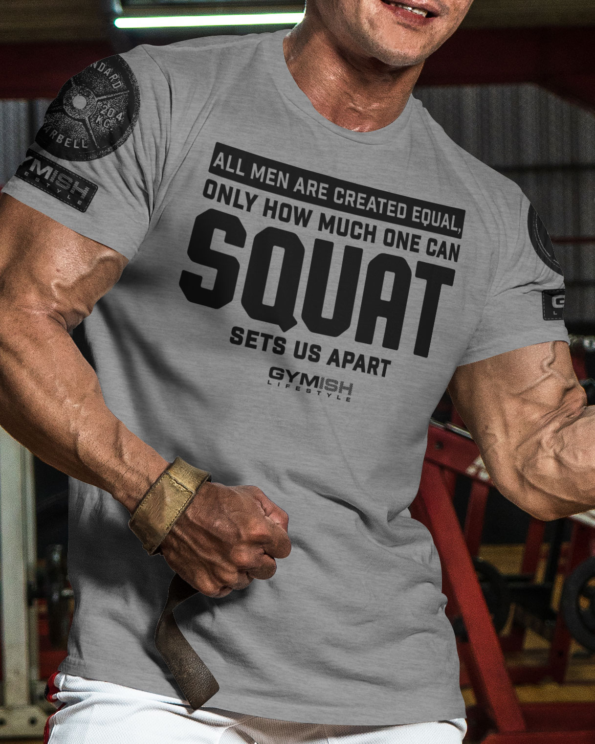 090. Created Equal Squat Funny Workout Gym T-Shirt for Men - image31