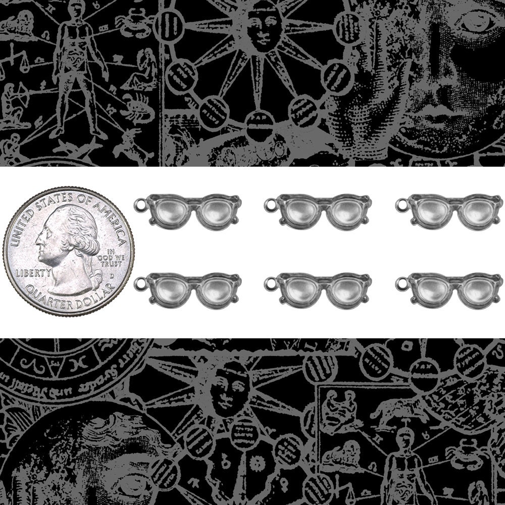 Antiqued Silver Plated Brass Sunglasses Charms - Set of Six - S-C207