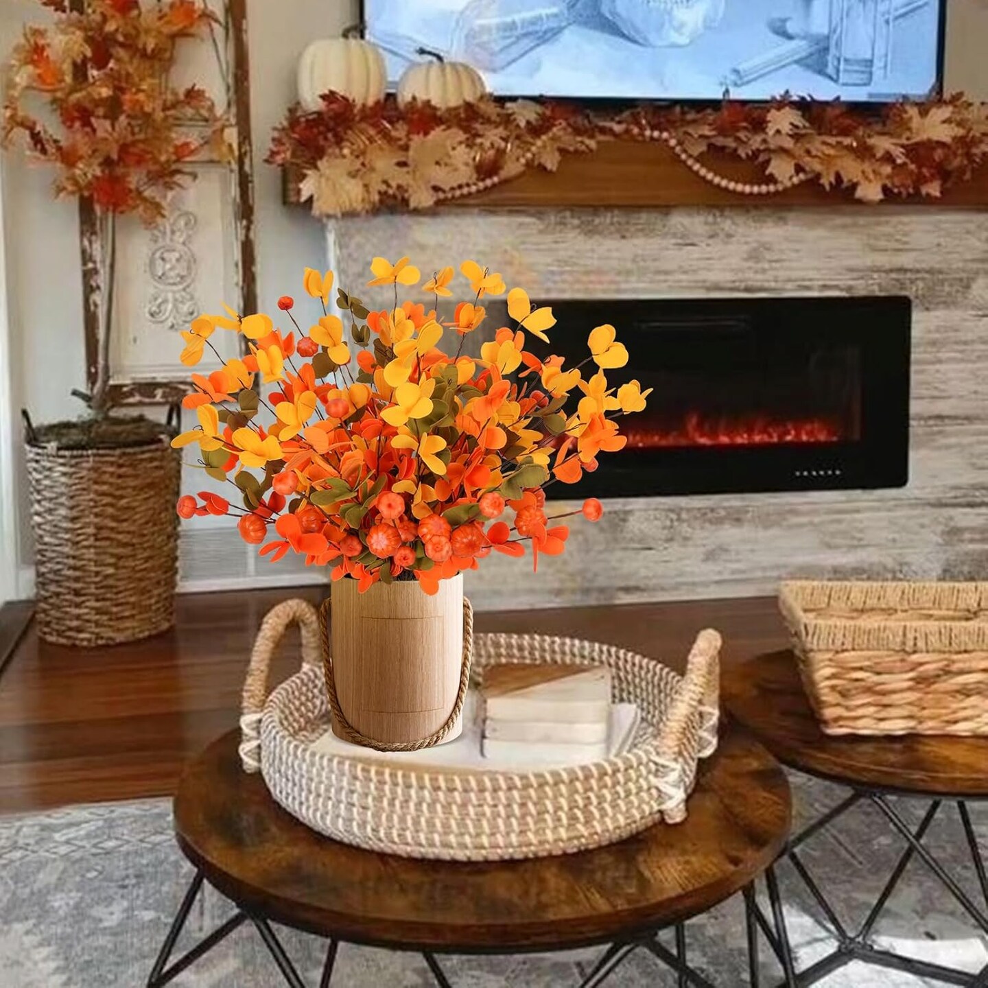 Fall Floral Stems with Pumpkins and Berries