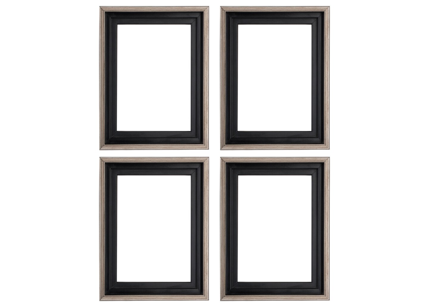 Creative Mark Illusions Floater Frame For 3/4&#x22; Deep Canvases -Antique Silver- Set of 4 - Ideal for Galleries &#x26; Home Decor - Wood Float Frame for Canvas Paintings- Complete Hanging Hardware