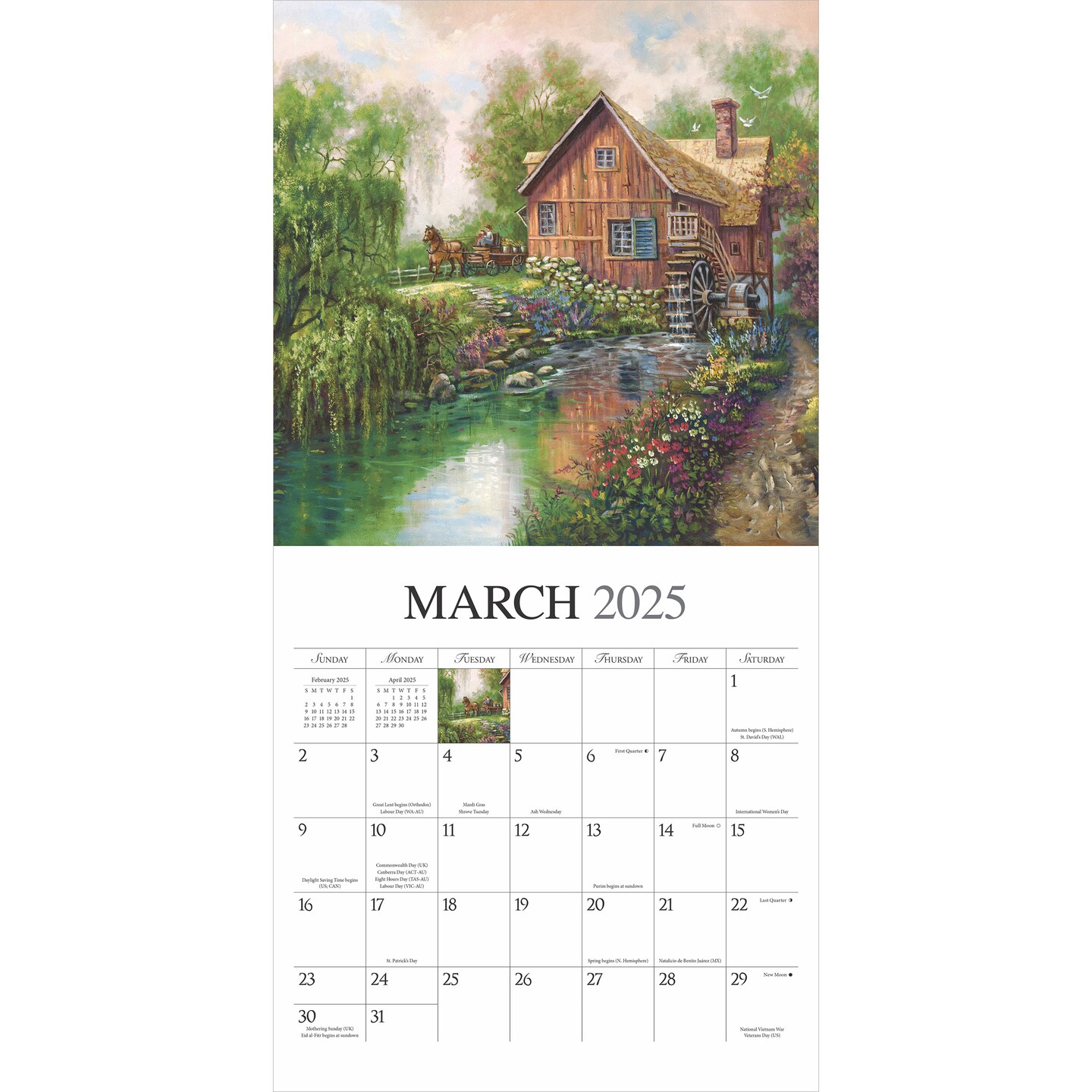 Bygone Days | 2025 12 x 24 Inch Monthly Square Wall Calendar | Featuring the Artwork of Carl Valente | Plastic-Free | Hopper Studios | Rural Country Art