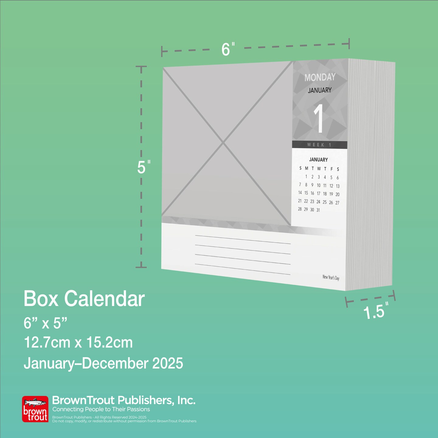 Horse Lovers | 2025 6 x 5 Inch Daily Desktop Box Calendar | New Page Every Day | BrownTrout | Animals Horses Equestrian