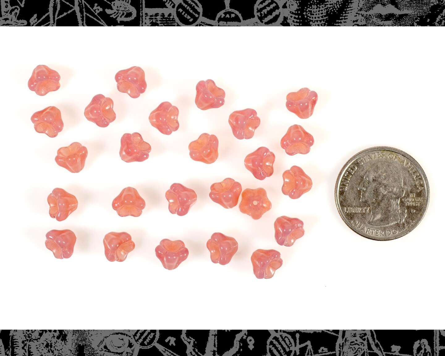 8mm x 6mm Soft Pink Glass Bell Flower Beads One Strand - XXX - GB-FB08