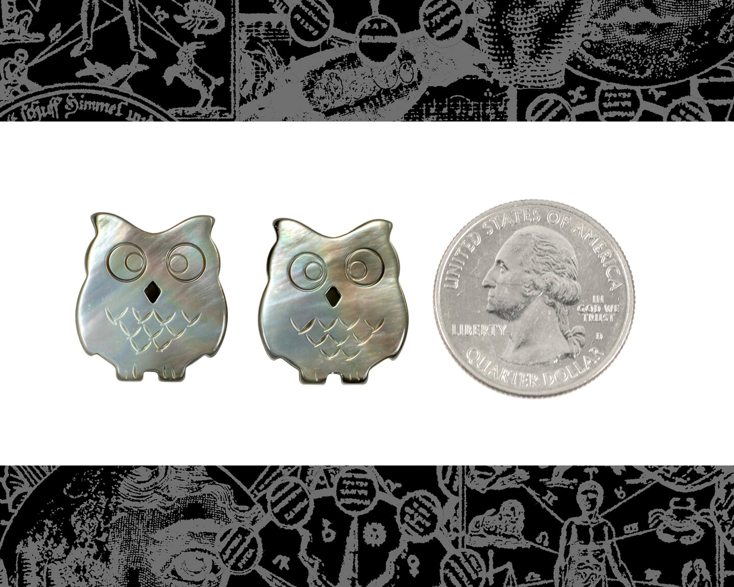 Carved Shell Owl Beads - Set of Two - Bead-B33
