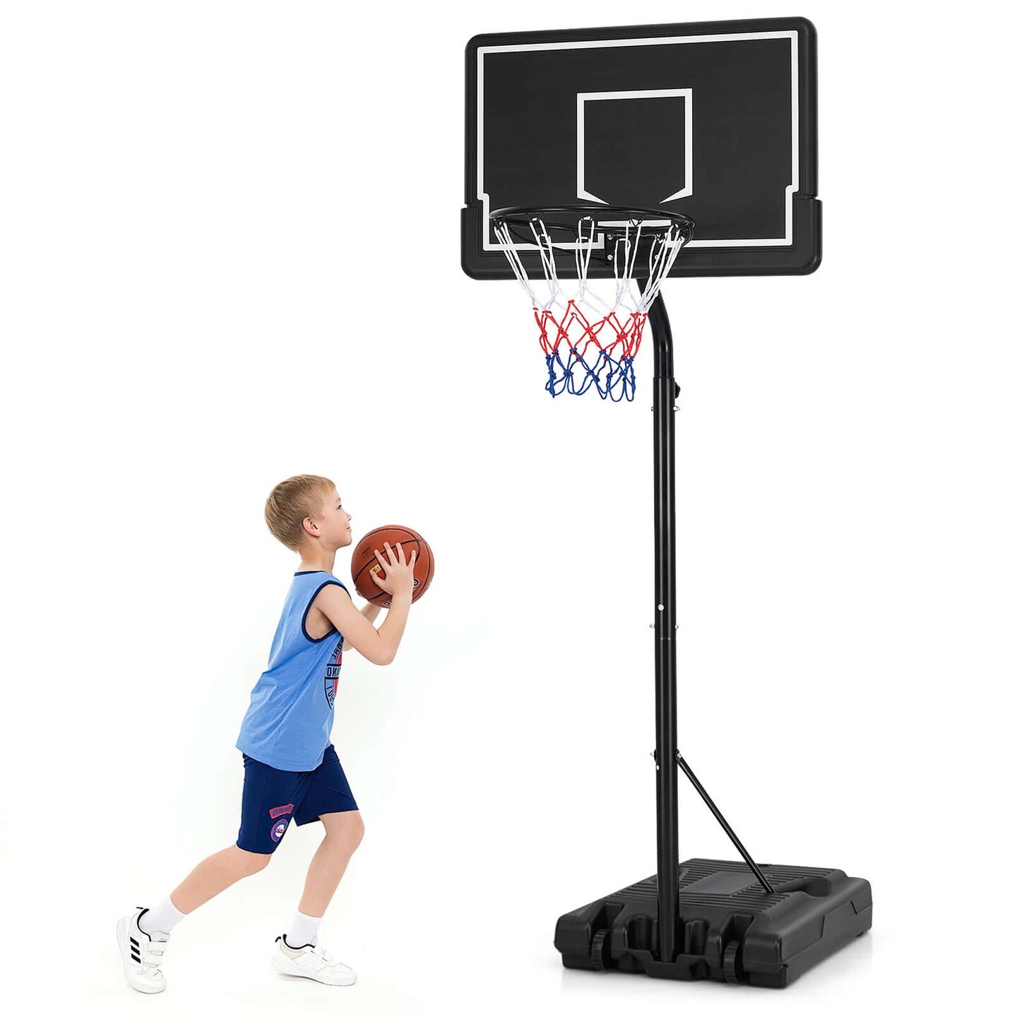 Costway 6.9-8.5 FT Portable Outdoor Basketball Hoop with Shatterproof PC Backboard