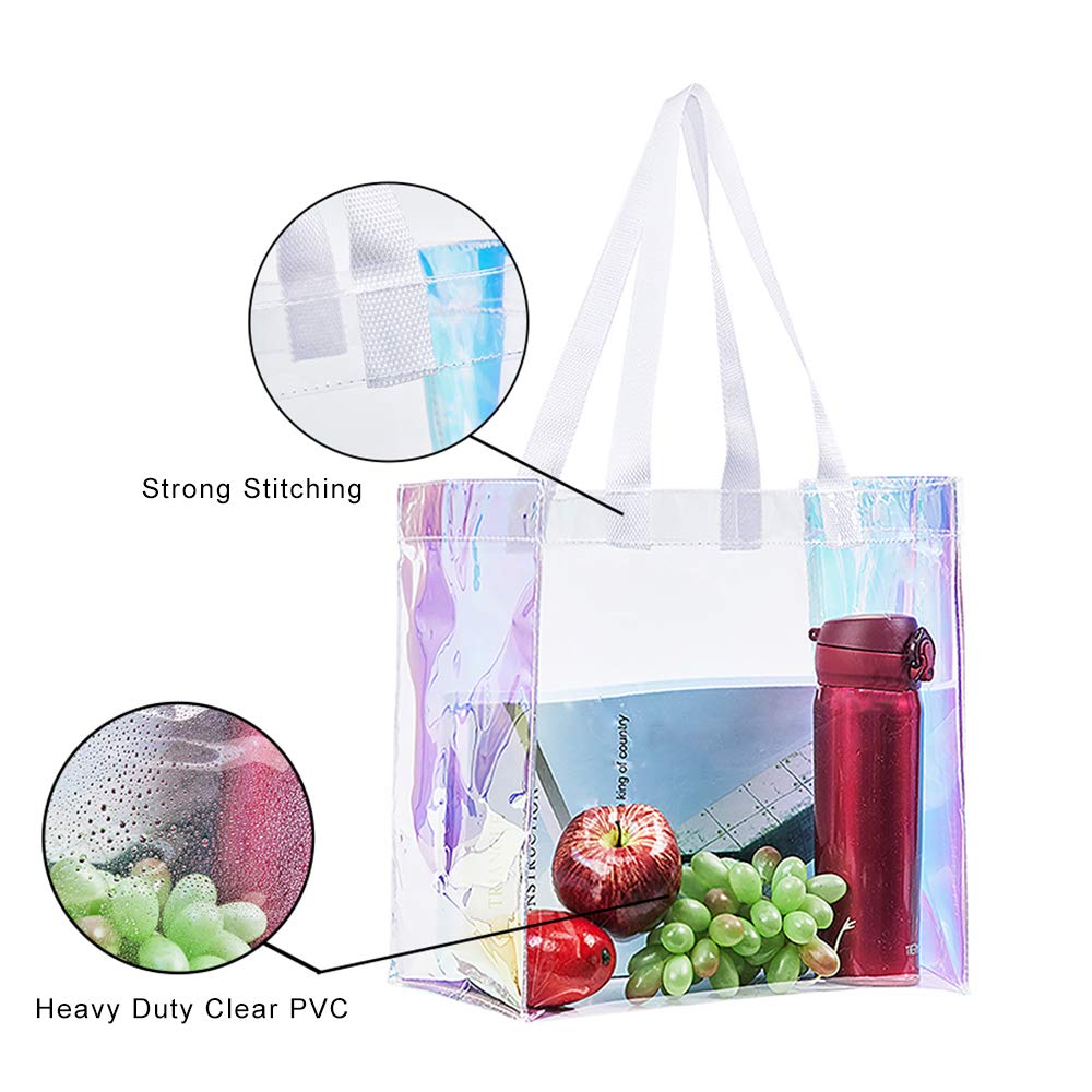 Clear Tote Bag, 2-Pack Stadium Approved Hologram Clear Bag, Great for Sports Games, Work, Security Travel, Stadium Venues or Concert, 12&#x22;X 12&#x22;X 6&#x22;