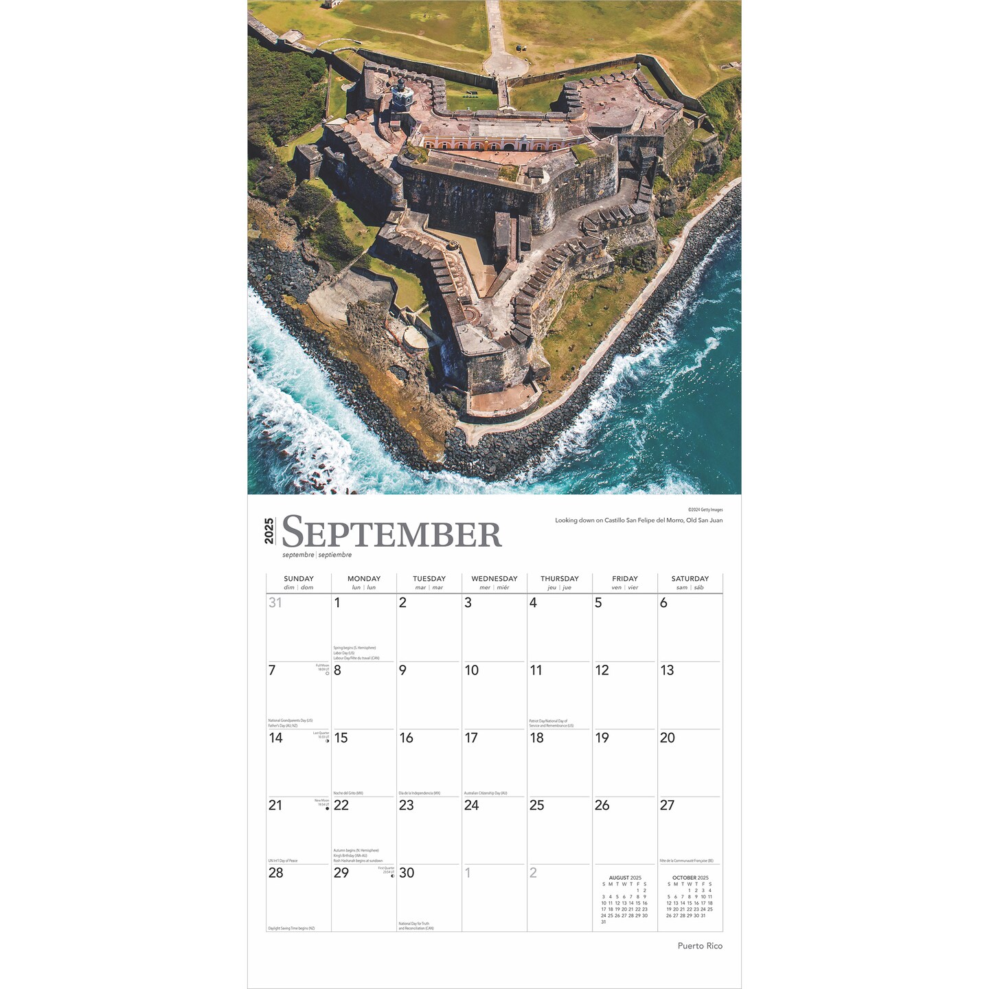 Puerto Rico | 2025 12 x 24 Inch Monthly Square Wall Calendar | Plastic-Free | BrownTrout | Travel Scenic Caribbean