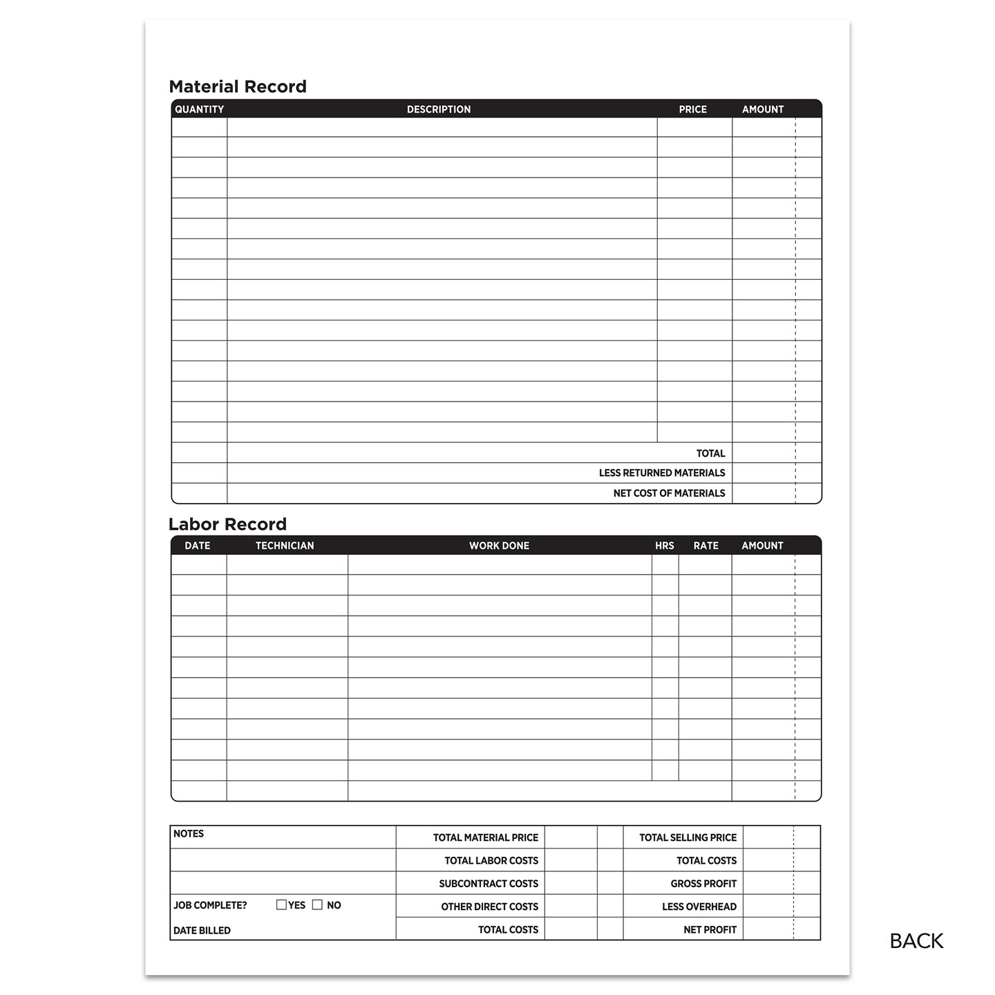 COSCO Job Invoice Forms, 2-Part Carbonless, For Service and Repair Billing, 100 Individual Sets Per Pack, White, 8.5 x 11 Inches