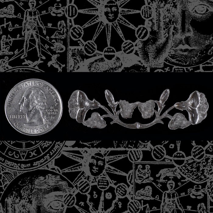 Antiqued Silver Plated Brass Morning Glory Vine Pendant Wrap - S-W26