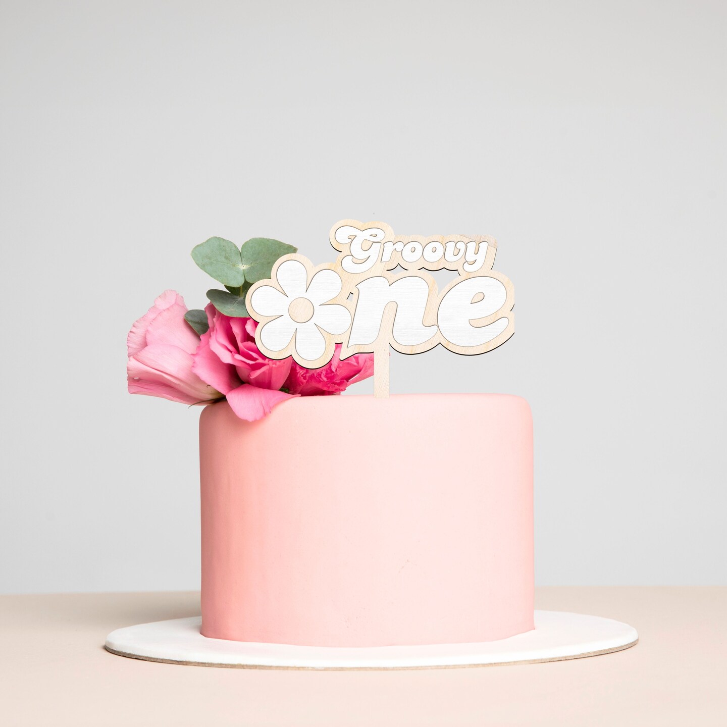 Girl First Birthday Cake Topper Groovy One Birthday Party Decor, 3