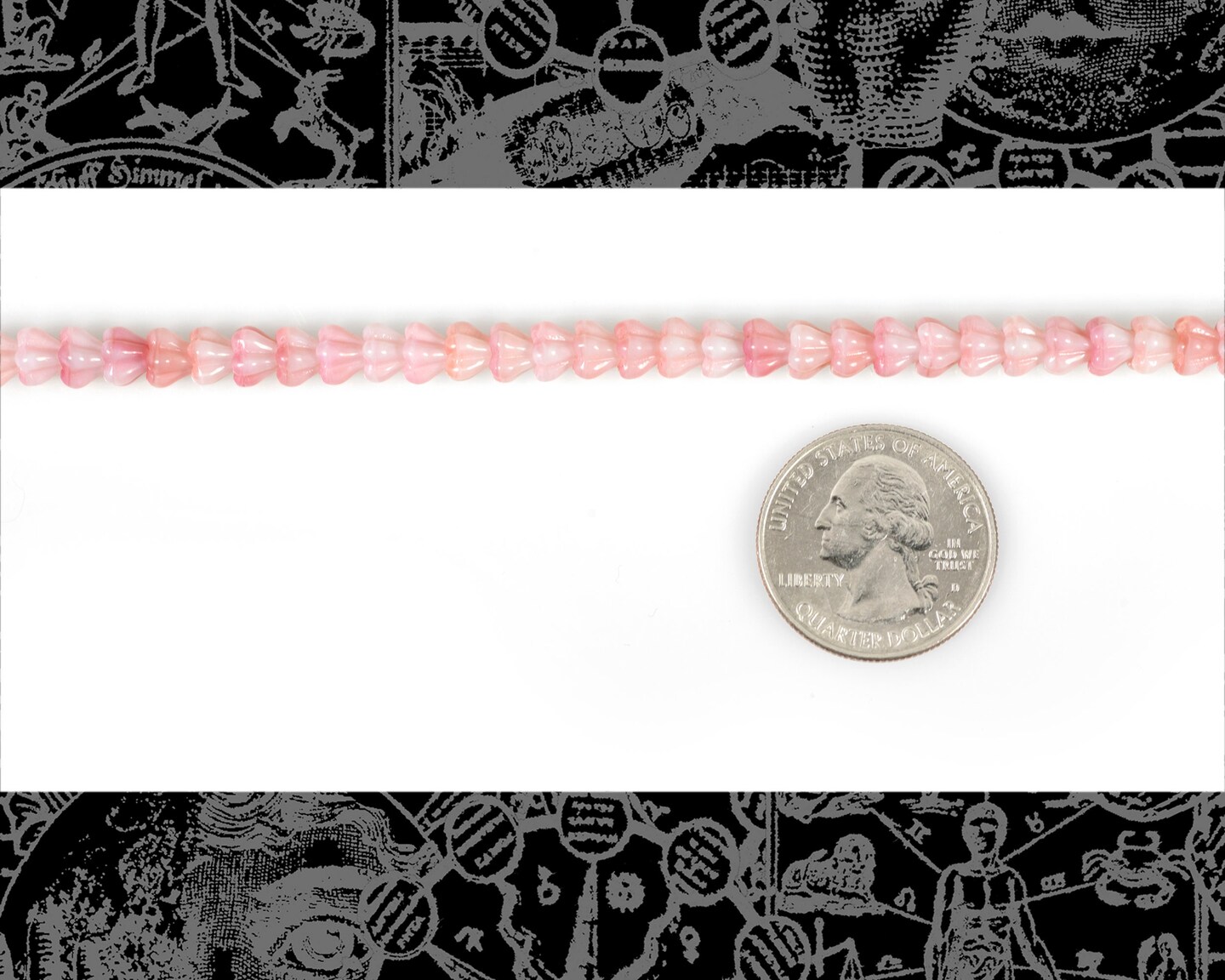 6mm x 4mm Bell Flowers Cotton Candy Pink - One Strand with apx 50 beads - XXX - GB-FB22
