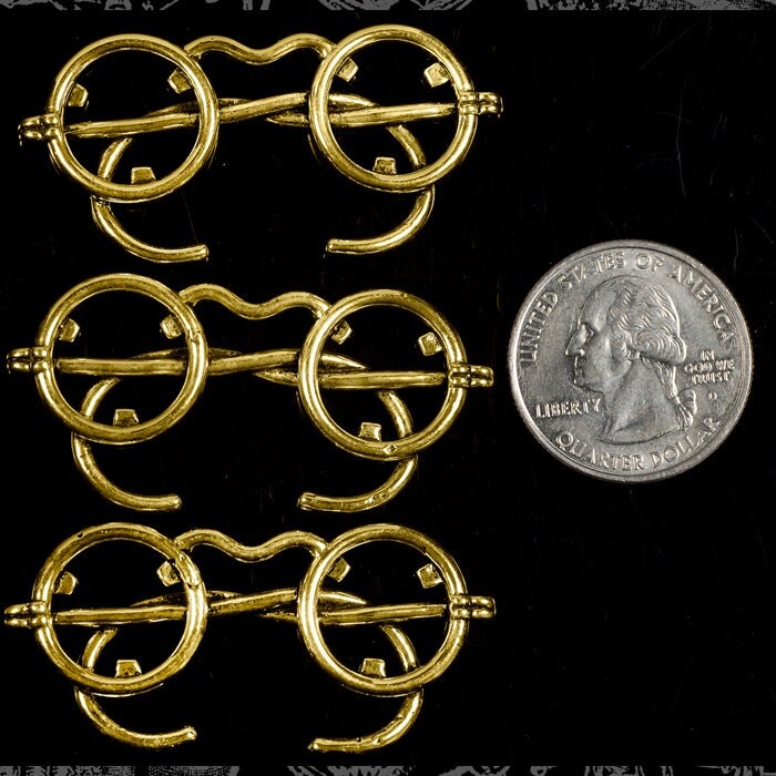 Antiqued Gold Steampunk Spectacle Wire Rimmed Glasses Pendants - Set of Three - ZB-P14