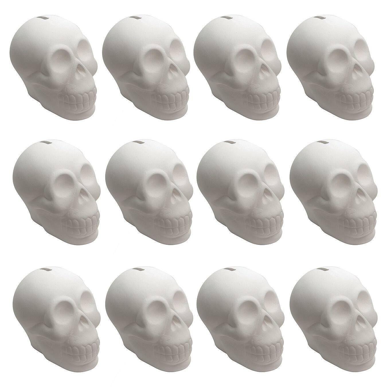 Color-Me&#x2122; Ceramic Bisque Skull Banks (Pack of 12)