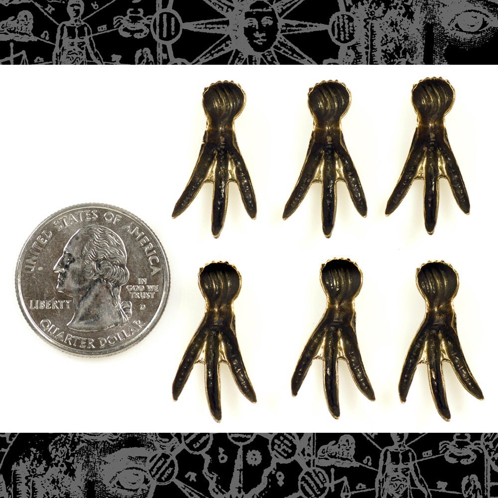 Antiqued Brass Raven Claw Wraps - Set of Six - AB-W29