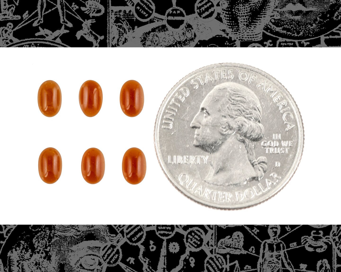 Carnelian 6mm x 4mm Cabochons - Set of Six - STC18