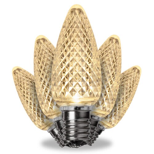 25 Minleon C9 Warm White Bulbs Retro Fit Replacement Faceted