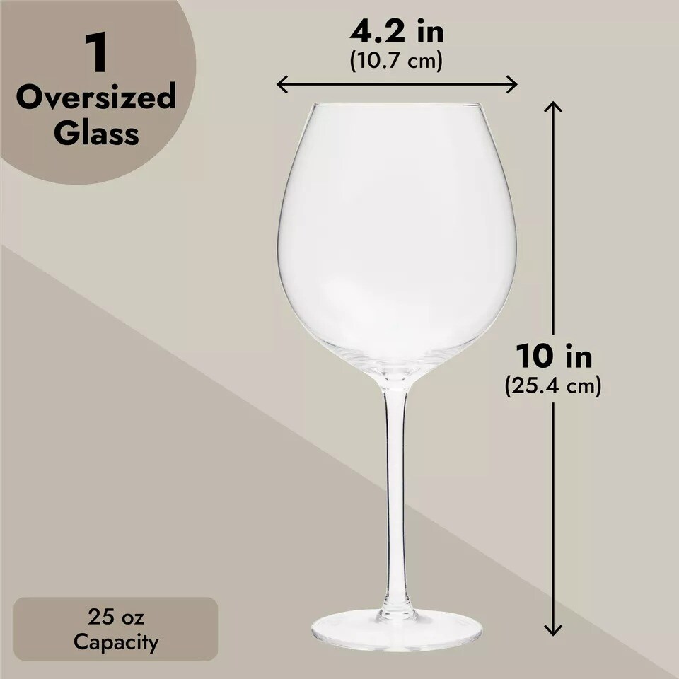 25oz Oversized Large Wine Glass That Holds A Bottle of Wine, 750ml