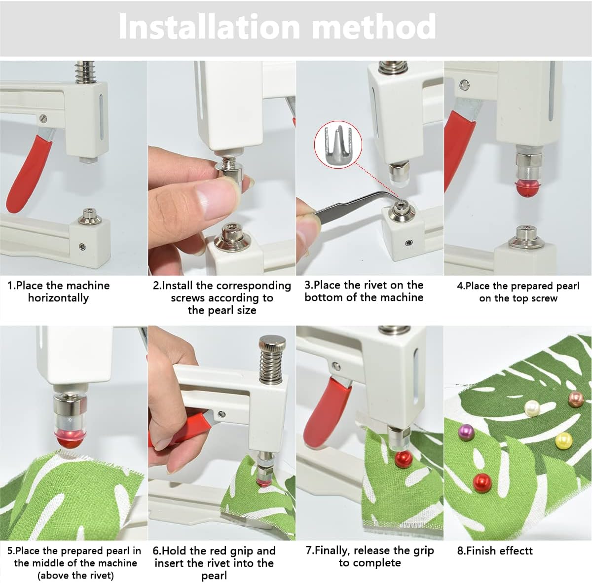 DIY Handmade Pearl Setting Machine with Beads Nails Screw Heads Tweezers Wrench Trays for DIY Crafts Accessories