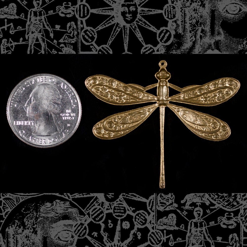 Antiqued Brass Vintage Dragonfly Pendant - AB-P01
