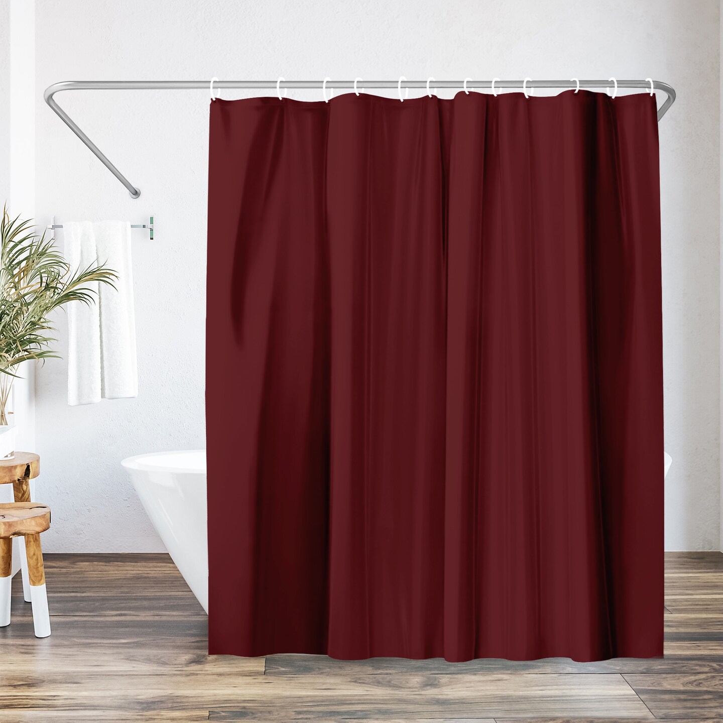 Americanflat 71x74 Solid Burgundy Shower Curtain - Water Resistant - Polyester Fabric