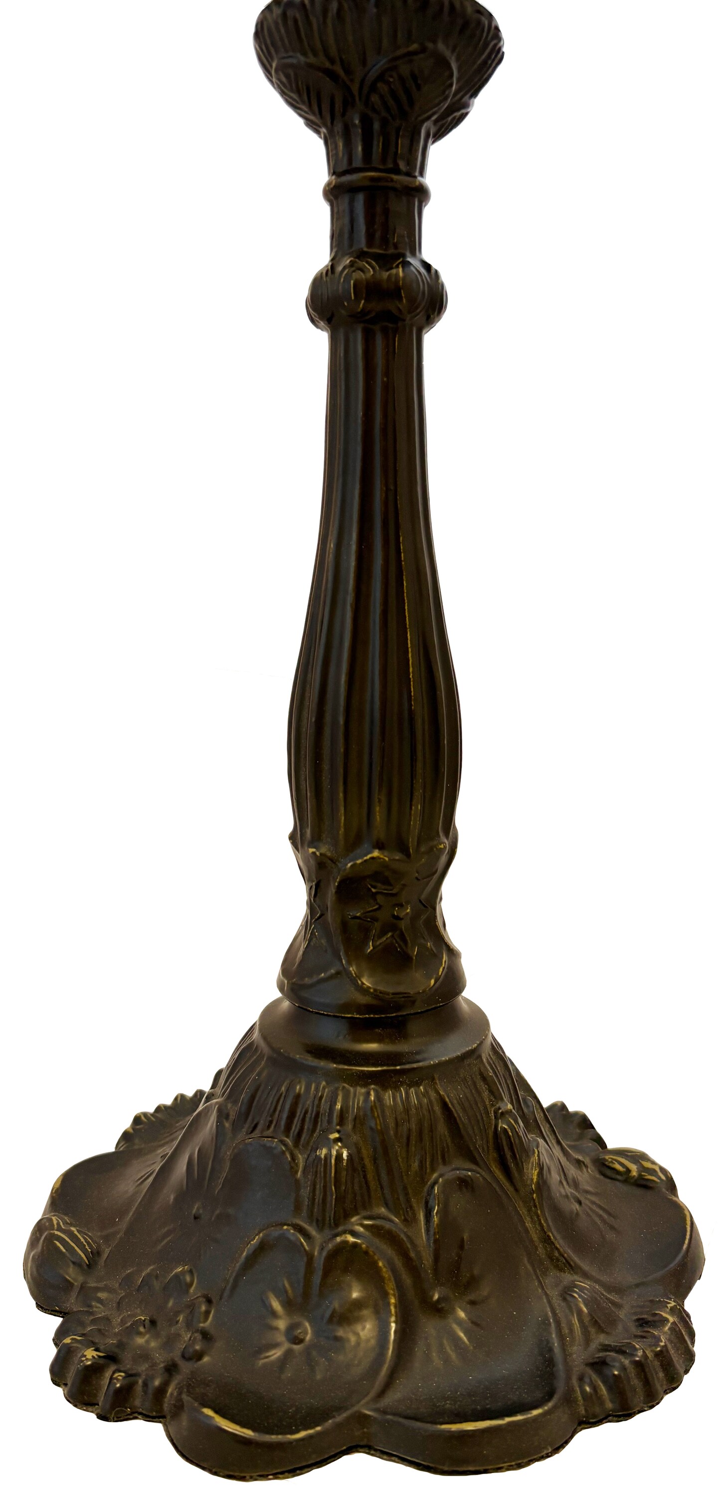 Lily Metal Lamp Base, Dark Bronze Finish With Gold Highlights, Nicely Weighted, 22" Tall
