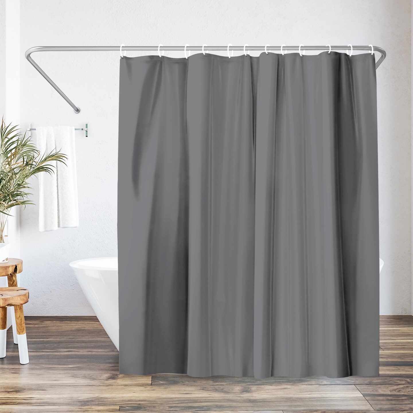 Americanflat 71x74 Solid Grey Shower Curtain - Water Resistant - Polyester Fabric