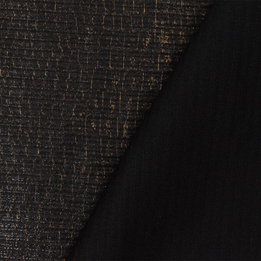 Black-Copper Famous Maker Reptile Foil Print Ottoman Activewear Knit Fabric By the Yard