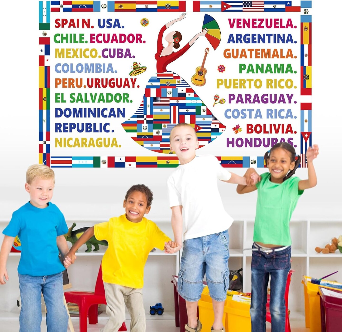 Hispanic Heritage Month Bulletin Board Decorations Latin American Classroom Decor (Multi Color)