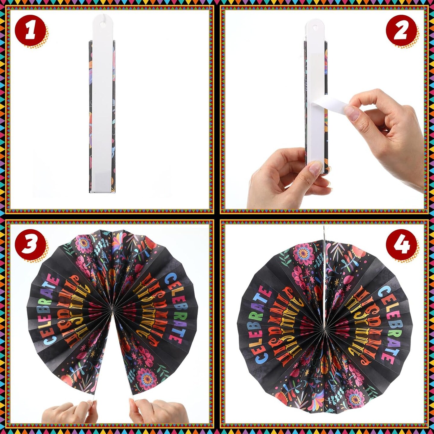 21 Pcs Hispanic Heritage Month Decorations Spanish Hanging Paper Fans (Colorful)