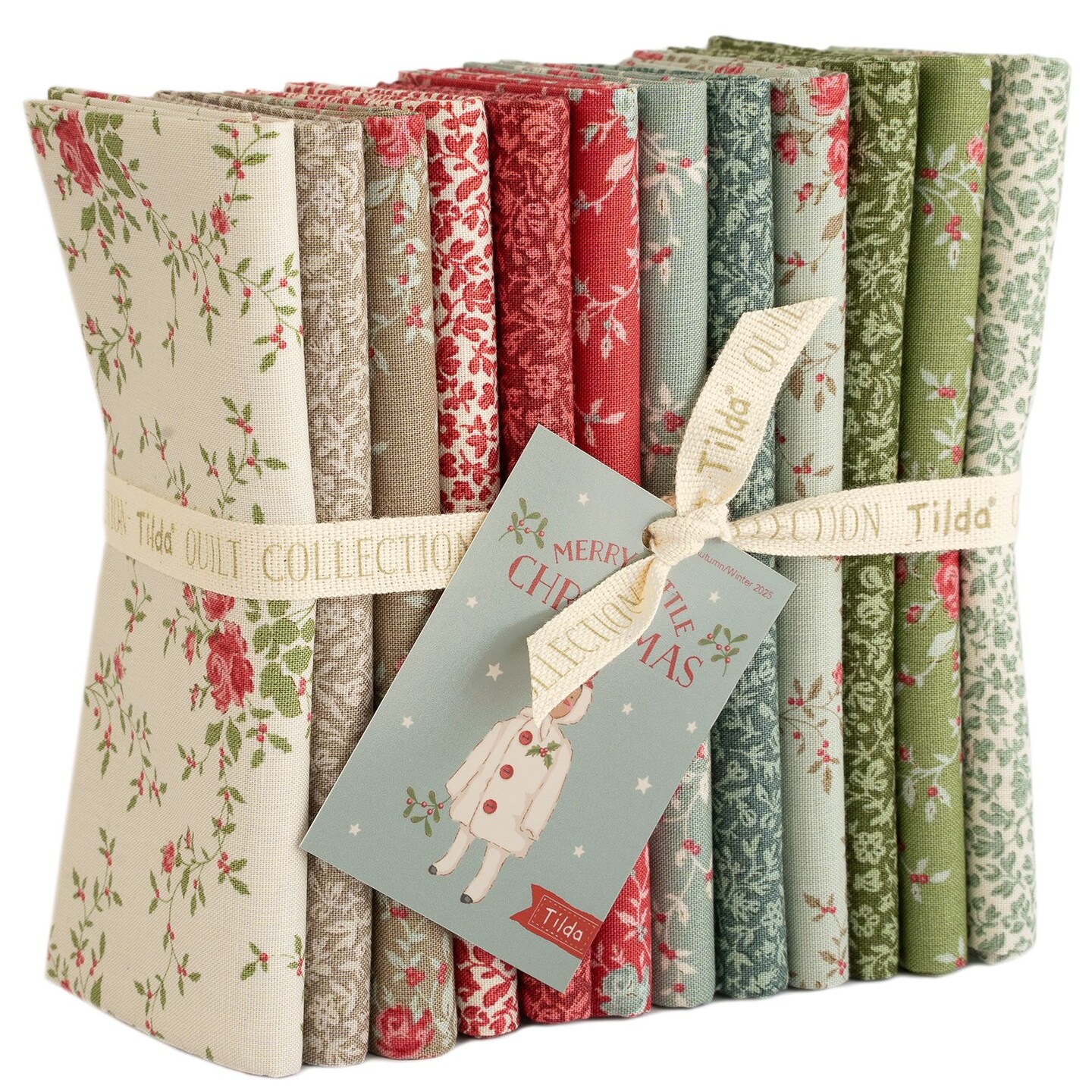 Tilda Merry Little Christmas 12 Piece Fat Quarter Bundle - 100% Cotton - Blenders - Eve & Noel