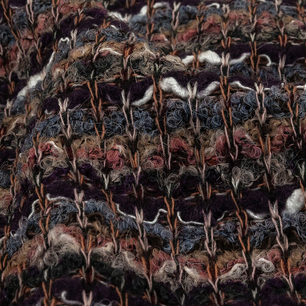 1 Yard Italian Dusty Blue, Olive and Mysterioso Striped Boucle Wool Blend Sweater Knit Fabric 61 inch Width