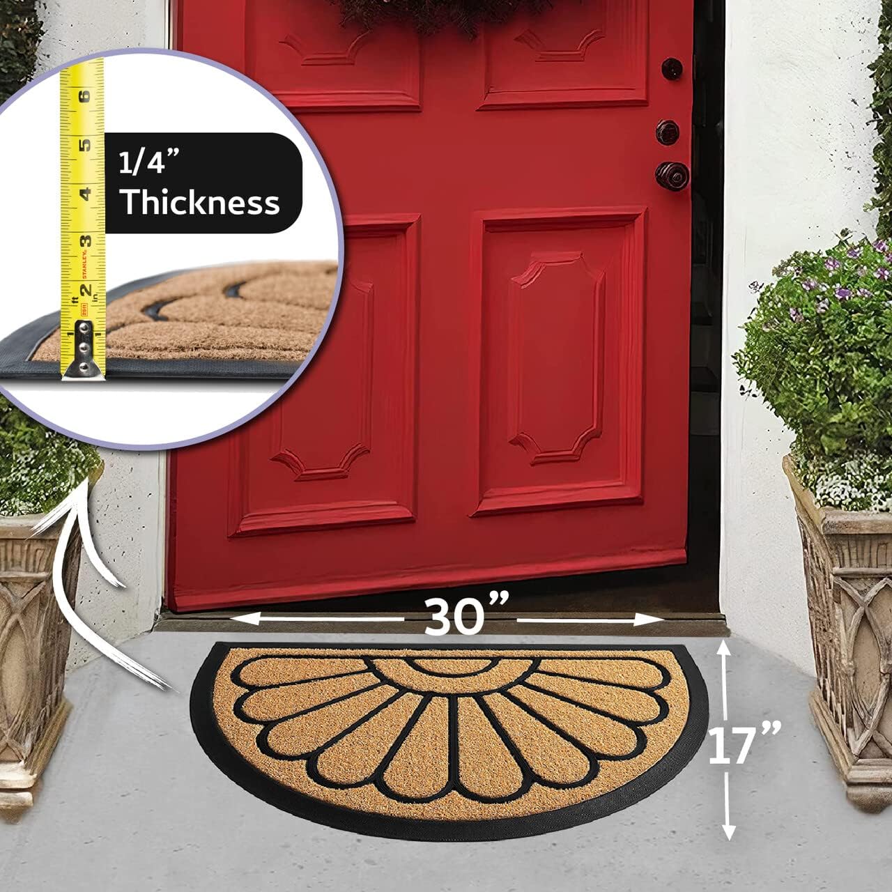 Front Door Mat – 30"x17", Low Pile, Mud & Dirt Trapping, Non-Slip Rubber Backing, Bright Yellow for Indoor/Outdoor.