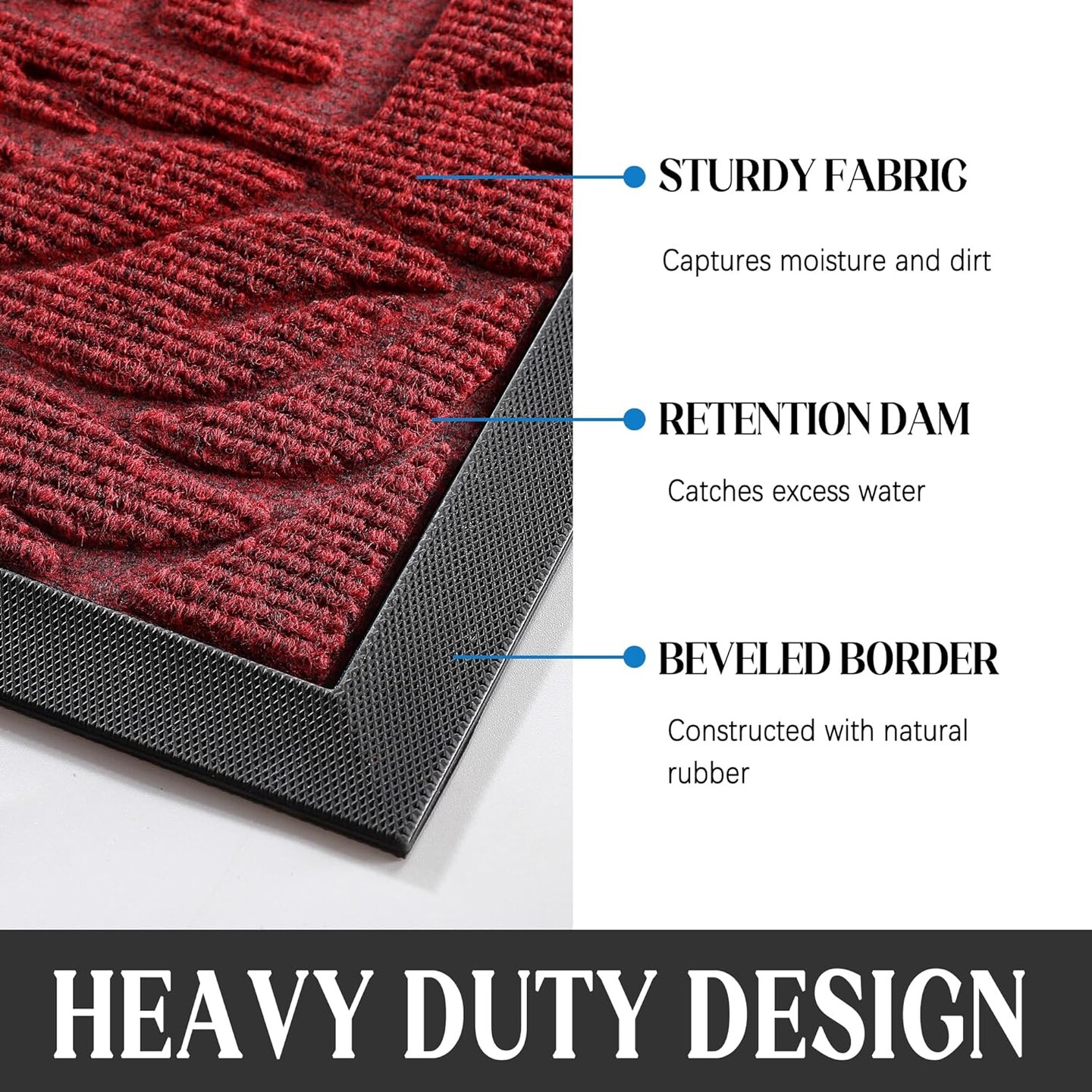 Welcome Mat Outdoor Indoor, 29.5x17 Waterproof Door Mat Outside Entrance, All-Weather Non Slip Door Mat Outside Entrance, Low-Profile Front Door Mat, Porch and Patio Entryway Mat, Wine Red