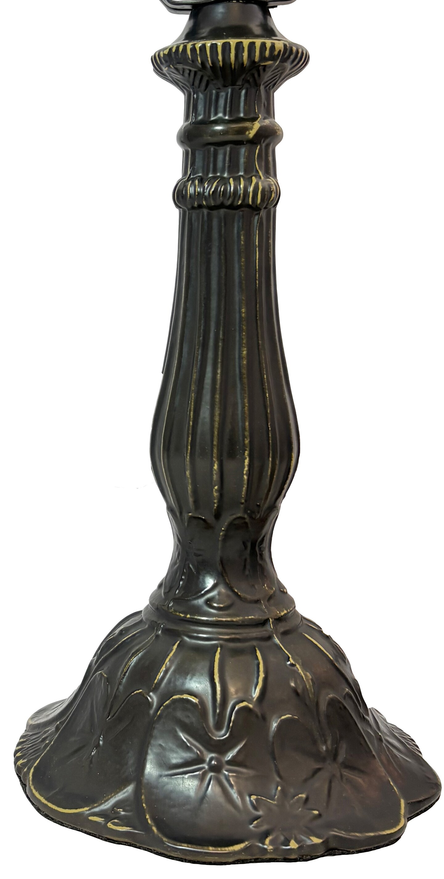Lily Metal Lamp Base, Dark Bronze Finish With Gold Highlights, Nicely Weighted, 17.25" Tall