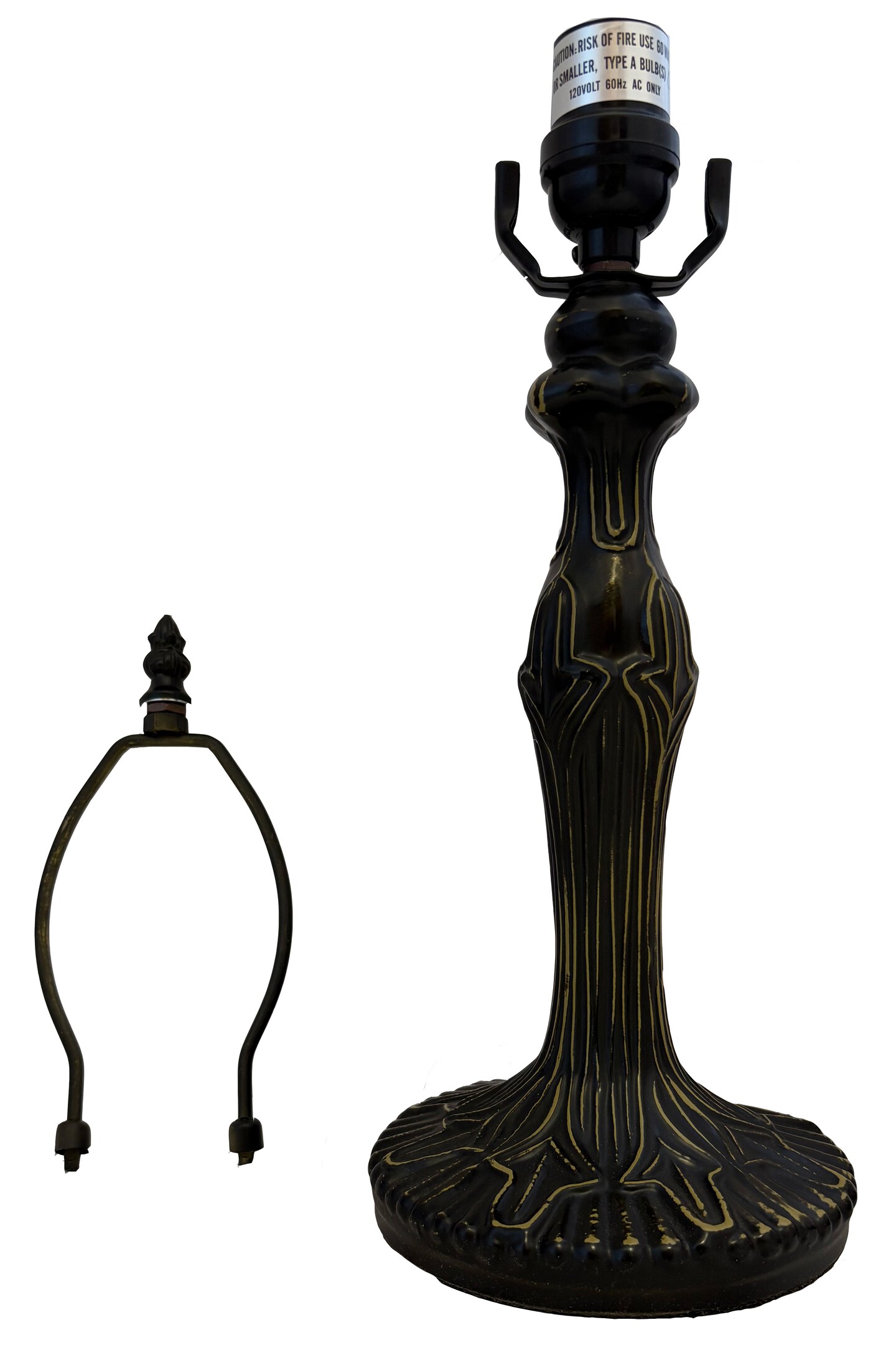 Bysantine Metal Lamp Base, Dark Bronze Finish With Gold Highlights, Nicely Weighted, 17.5" Tall