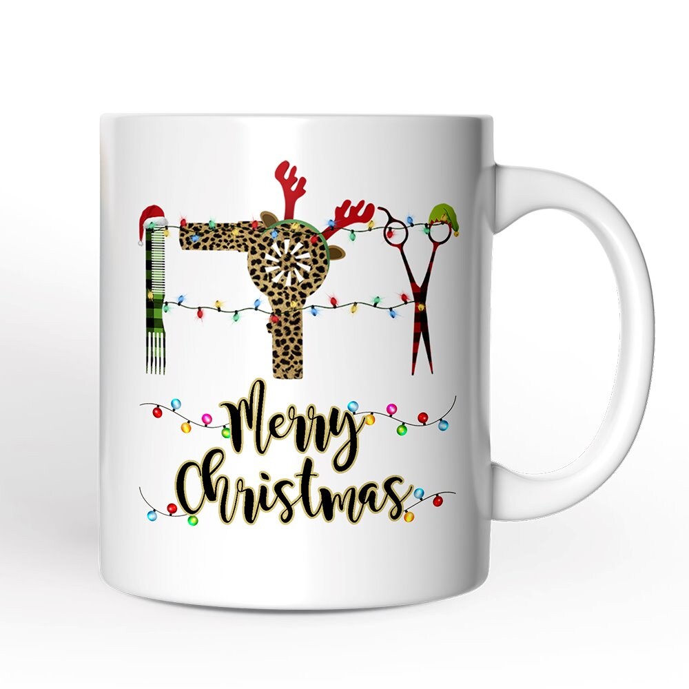 Hairdresser Buffalo Plaid Christmas Mug