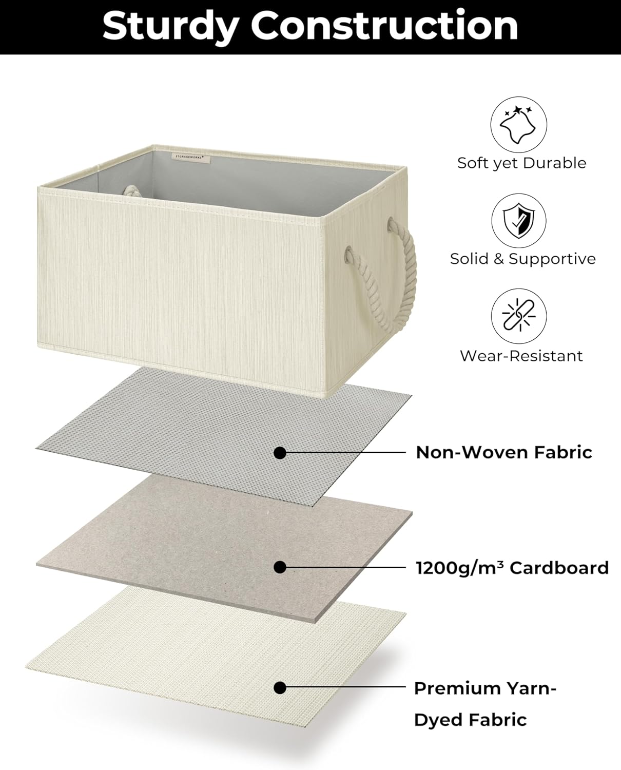 Large Storage Baskets for Organizing, Foldable Storage Baskets for Shelves