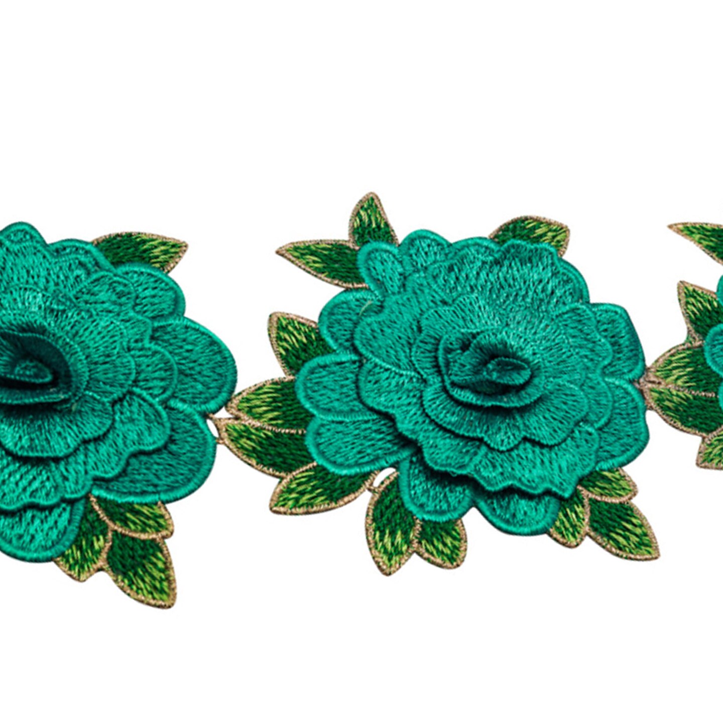 4 1/2&#x22;x 5 Yards Emerald Green Rose Trim