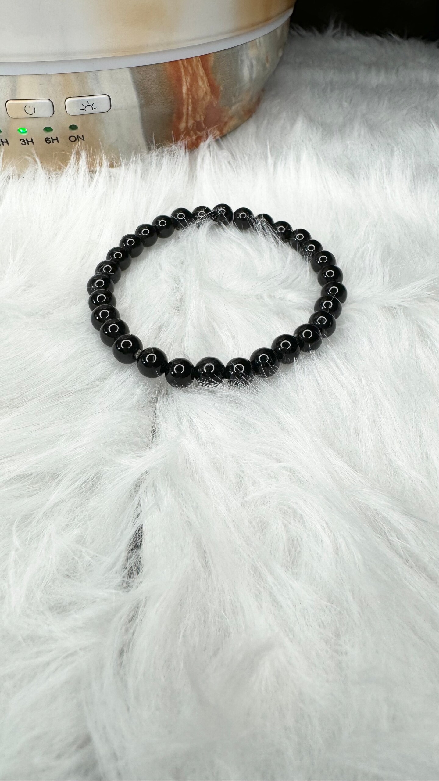 Black Tourmaline Beaded Bracelet – 6mm | Handmade, Stretch